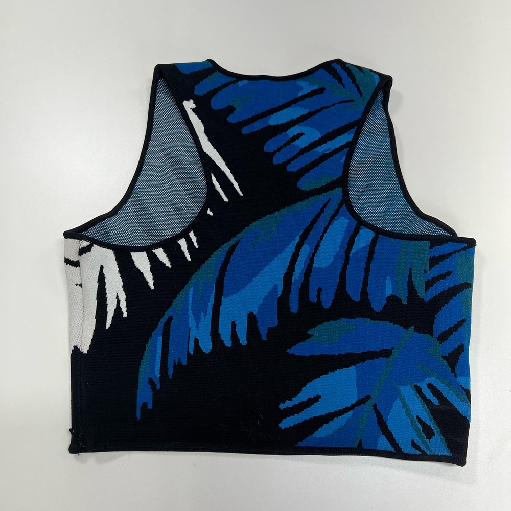 Timo Weiland Crop Top Palm Print Blue and Black Size Small - Picture 3 of 11